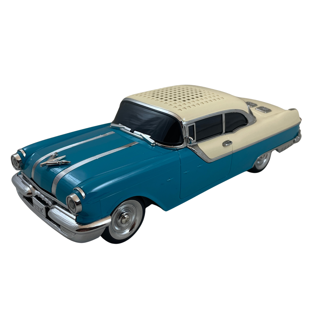 Masina-Boxa Pontiac 1955, cu Bluetooth, MP3, USB, Card TF, U Disk, Radio FM, HIFI Stereo, din Plastic, 28cm - Emerald