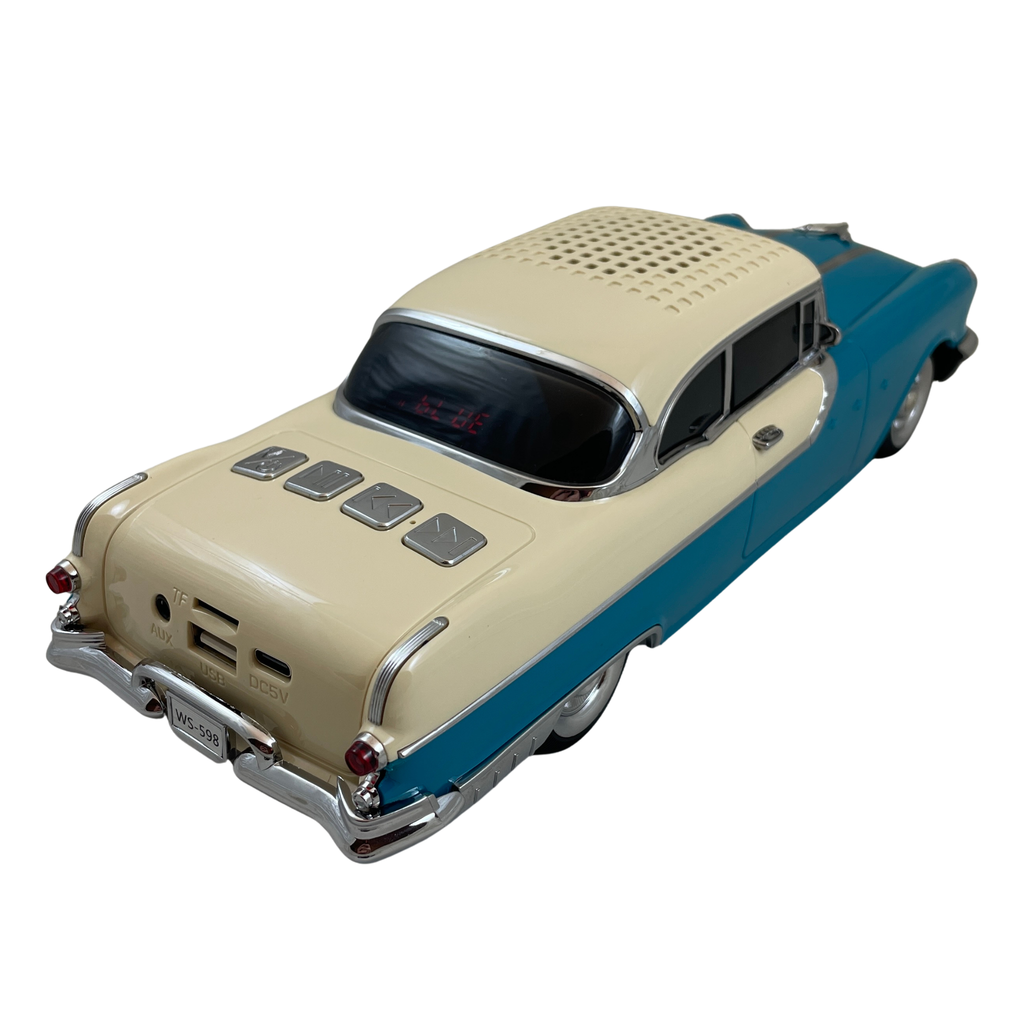 Masina-Boxa Pontiac 1955, cu Bluetooth, MP3, USB, Card TF, U Disk, Radio FM, HIFI Stereo, din Plastic, 28cm - Emerald