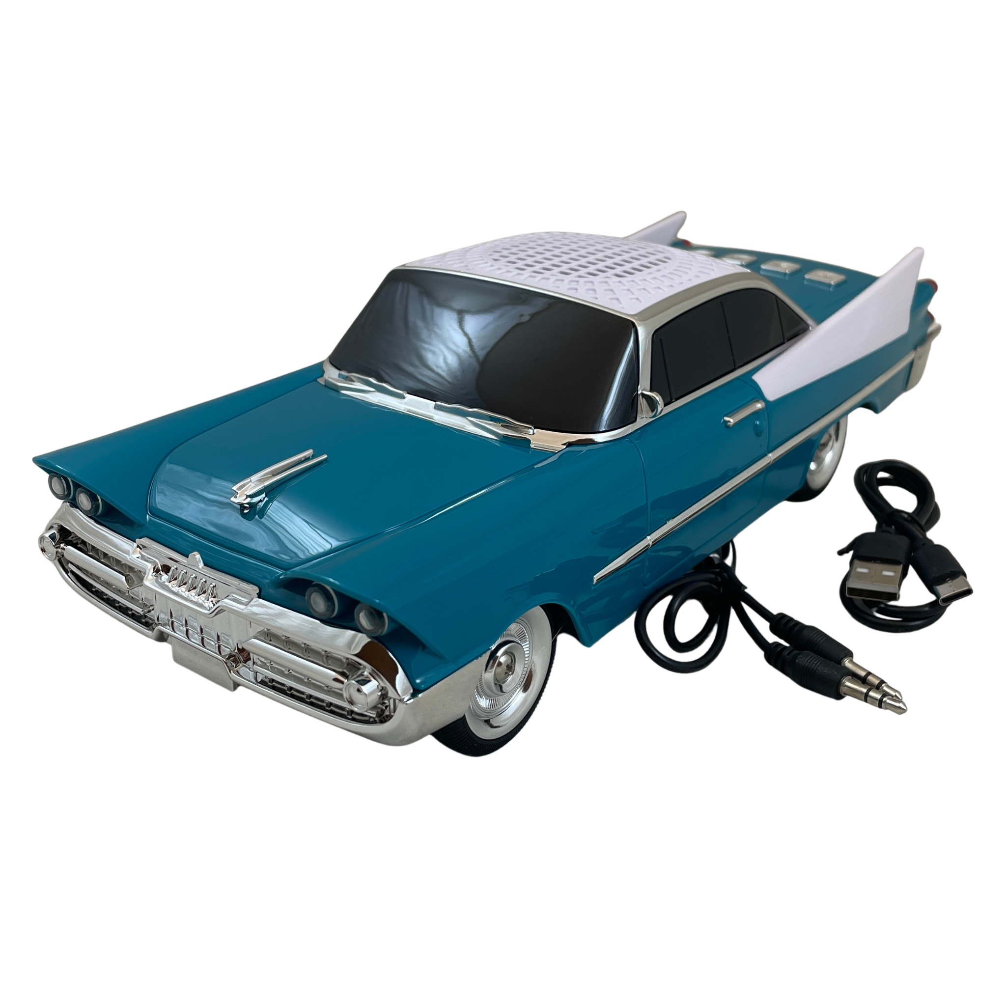 Masina-Boxa Dodge 59, cu Bluetooth, MP3, USB, Card TF, U Disk, Radio FM, HIFI Stereo, 28cm, din Plastic - Emerald