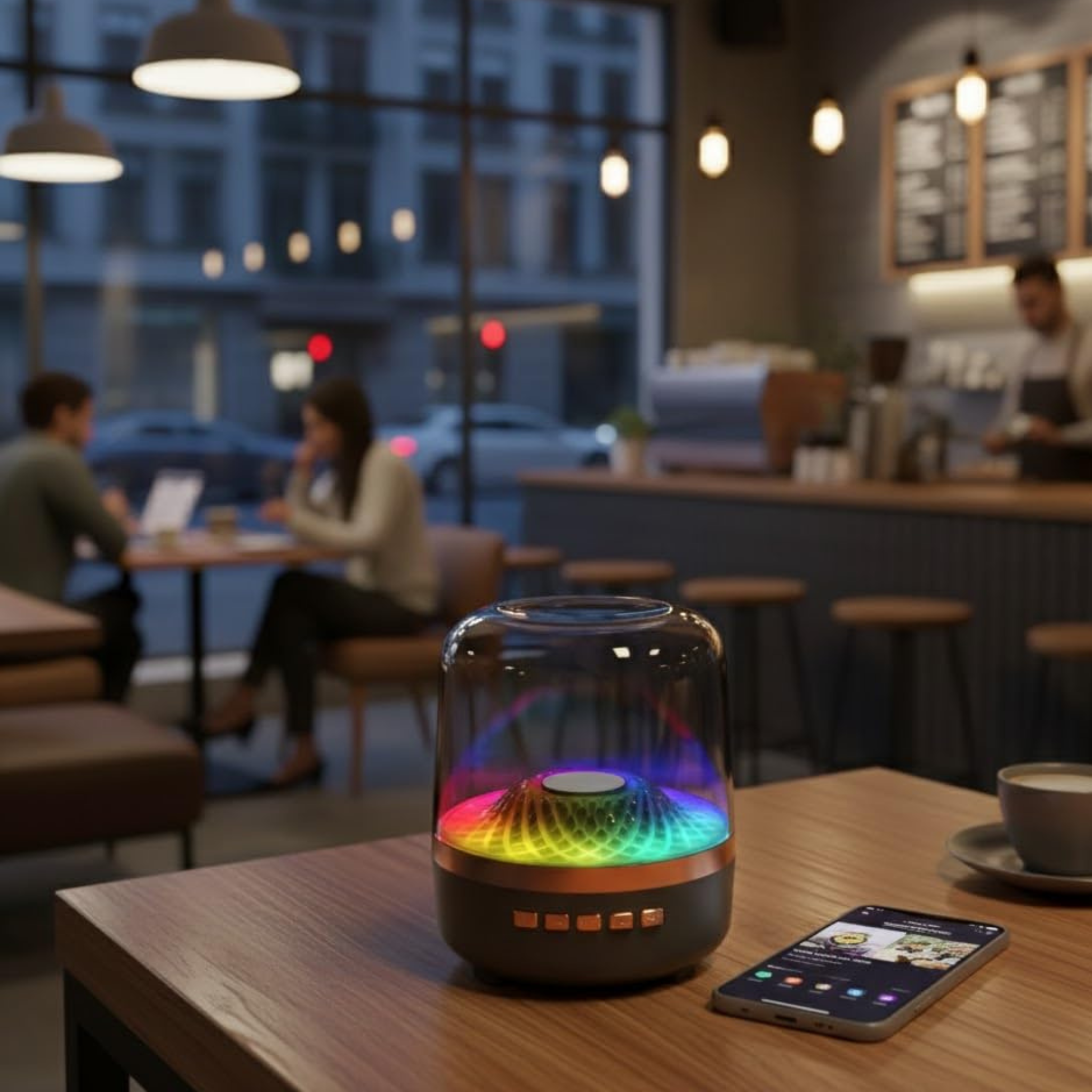 Boxa Transparenta RGB Portabila, 12 cm, Bluetooth, USB, AUX, TF, DC5V, Cu Cablu Incarcare Inclus