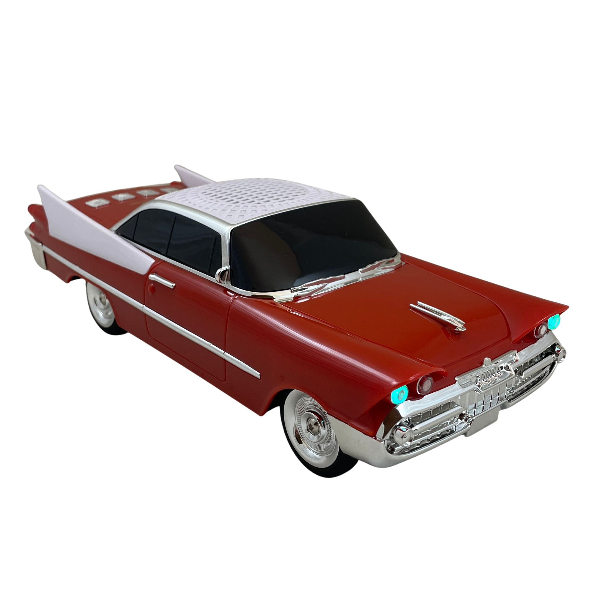 Boxă Portabilă Bluetooth Retro Car WS-1965 – Design Clasic American, FM, TWS, USB, LED, Roșu-Portocaliu
