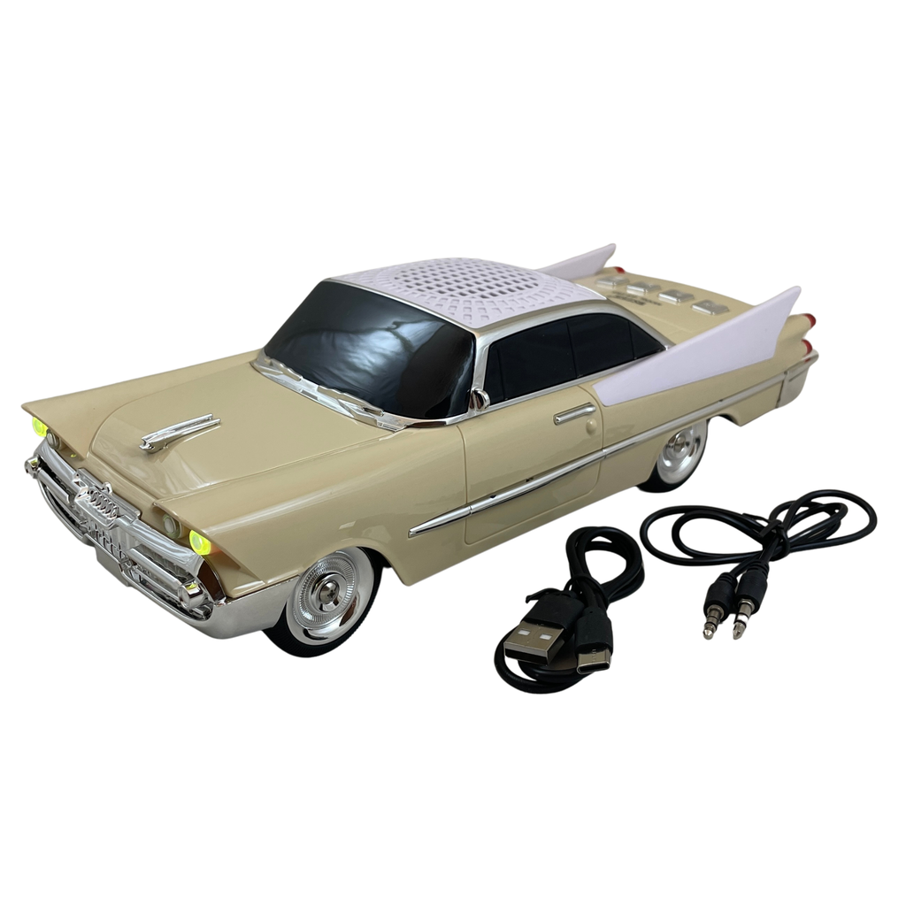 Boxă Portabilă Bluetooth Retro Car WS-1965 – cu Bluetooth, MP3, USB, Card TF, U Disk, Radio FM, HIFI Stereo, 28cm, din Plastic - Crem