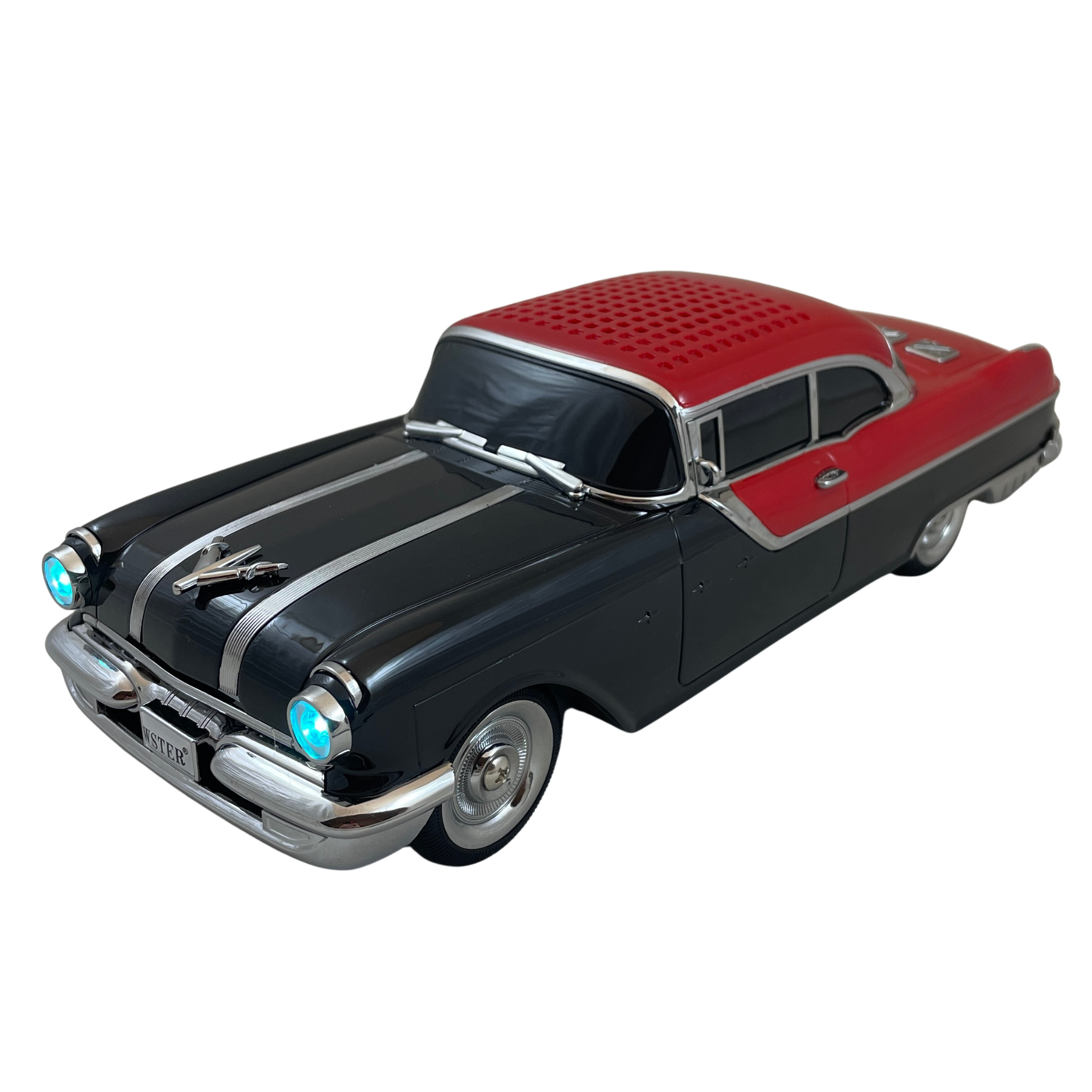Masina-Boxa Pontiac 1955, cu Bluetooth, MP3, USB, Card TF, U Disk, Radio FM, HIFI Stereo, din Plastic, 28cm - Negru